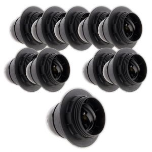 Zenitech Lot de 10 - Douille E27 Thermoplastique simple bague Noir