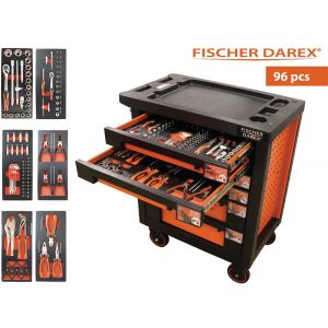 Fischer darex Servante &eacute;quip&eacute;e de 96 outils avec 6 modules