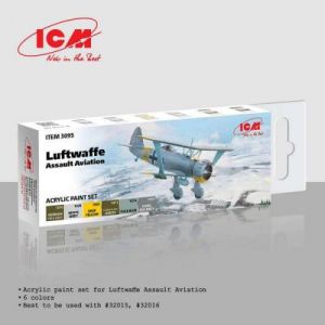 ICM Set 6 peintures acrylique : Avion Luftwaffe HS 123A-1 WWII