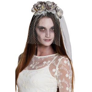 Image de Boland Serre-tête avec voile zombie blanc femme Halloween Taille Unique