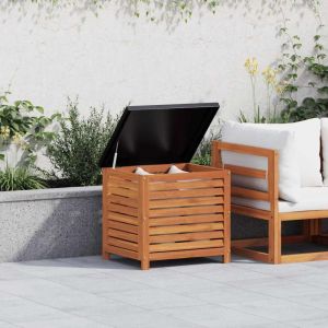 VidaXL Salon de jardin bois massif noir 60.0 x 50 x 55 cm