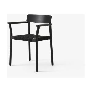 &tradition Chaise avec accoudoirs en frêne laqué noir avec lin noir 61x78 cm Betty TK9 - &tradit