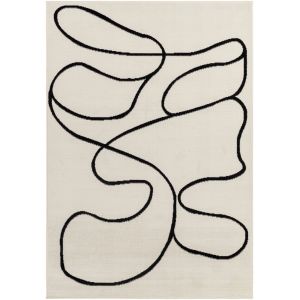 Image de Tapis Scandinave Bohème - Blanc Cassé et Noir - 152x213cm