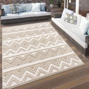 Paco Home - Tapis Exterieur Terrasse Salon Cuisine Motif Boho Uni 3D Motif Scandinave Beige 60x100 cm