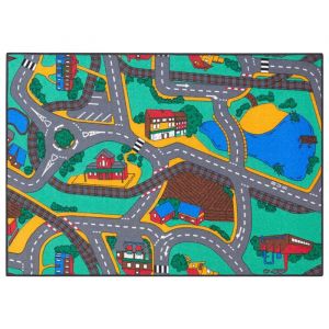 Carpet Studio Tapis Voiture Enfant 95x133cm, Tapis de Jeux Chambre Enfant, Tapis Bebe, Chambre Fille et Garçon, Antidérapant, 30°C Lavable - Playtime