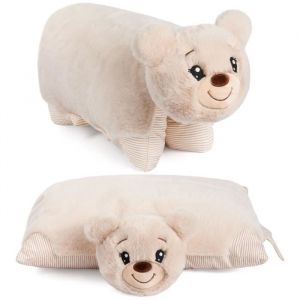 Brubaker Oreiller en Peluche Ours - 2 en 1 Ours et Coussin en Peluche - 40 x 30 cm Peluche - Marron