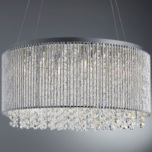Searchlight Suspension 8 ampoules Beatrix, en chrome et cristal