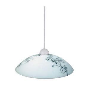 rabalux Blanc pendentif lumi&egrave;re en verre plastique Bloomy / noir &Oslash;30cm H: 90 cm