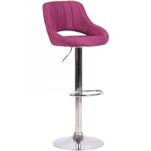 CLP Tabouret de bar Milet en Tissu et Pied m&eacute;tal violet Chrome