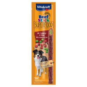 Vitakraft Superfood Bâtonnets au bœuf 15 x 25 g pour chien - graines de chia, carottes