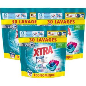 X.Tra Capsules de lessive Total - Trio-Caps - Parfum Givré - Lot de 3