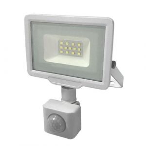Silamp Projecteur LED 10W IP65 Blanc avec D&eacute;tecteur de Mouvement - Blanc Froid 6000K - 8000K - Blanc Froid 6000K - 8000K