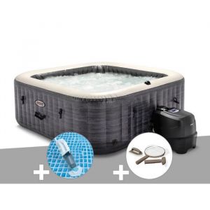 Image de Intex Kit spa gonflable PureSpa Ardoise carr&eacute; Bulles 6 places + Kit d'entretien + Aspirateur