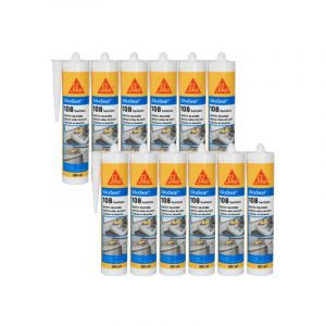 Sika Lot de 12 mastics silicones anti-moisissure seal 108 Sanitaire - Blanc - 300ml - Blanc