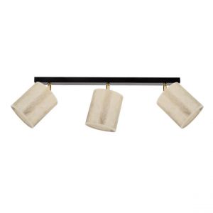 Plafonnier Métal Noir Métal Ora Abat-jour en Tissu Doré