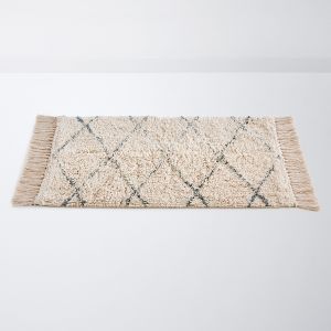 Tapis de bain tufté vert 1600g/m², Fatouh Ecru/Vert Taille 50X80 cm