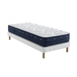Someo Ensemble matelas ressorts et mémoire de forme, sommier Lune et pieds Rêve 500 110x190 - Blanc