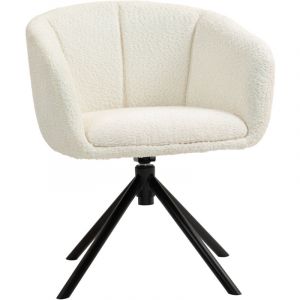 Homcom Fauteuil de salon pivotant 360° tissu effet touffetage crème