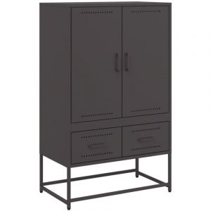 VidaXL Buffet haut noir 68x39x111,5 cm acier lamin&eacute; &agrave; froid, armoire lat&eacute;rale, armoire de rangement haute, vitrine haute, armoire haute