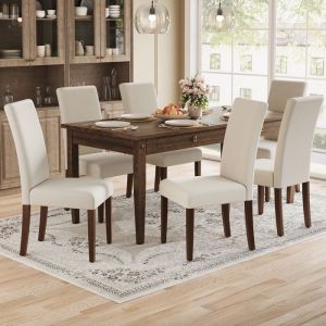 Chaises Salle à Manger - VASAGLE - Lot de 6 - Dossier Haut - Assise Épaisse - 58x48x100 cm - Blanc