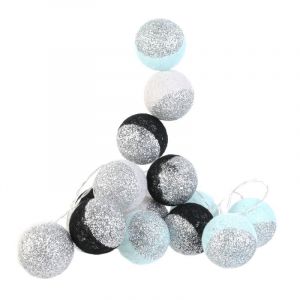 T Home Deco Light Guirlande l ineuse boules pailletées 16 leds noir, bleu