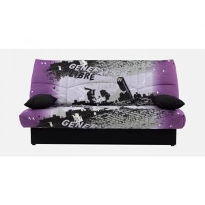 Conforteam - Banquette clic-clac - 3 places – Coton Parcours Mauve– 190 x 92 x 96 cm – dream