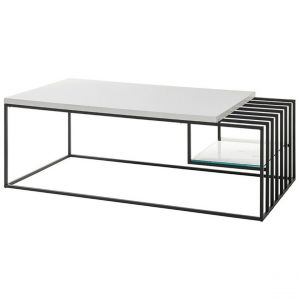 Image de Pegane Table basse en métal coloris blanc mat / noir - L.120 x H.40 x P.60 cm