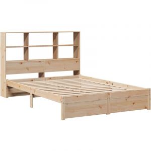 VidaXL Lit bibliothèque sans matelas 140x190 cm bois de pin massif