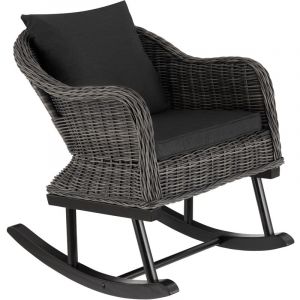 Image de TecTake Fauteuil à bascule en rotin Rovigo 150 kg - gris