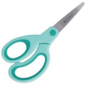 Westcott E-21585 00 – Ciseaux pour enfants Kids Softgrip – pour gauchers – avec bout pointu – 13 cm – turquoise