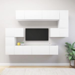 Image de VidaXL Ensemble de meuble TV 10 pcs Blanc Aggloméré