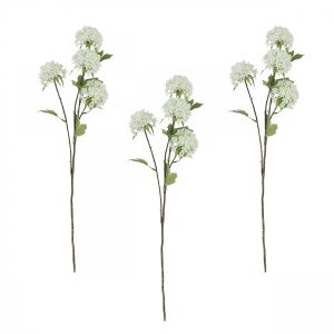 Ligne Deco Tige de 4 pompons artificiels blanc 75cm lot de 3