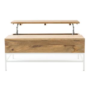 Image de Miliboo Table basse relevable manguier et métal blanc BOHO