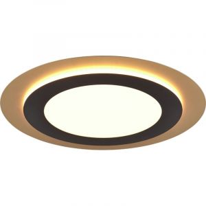 Trio Plafonnier LED Morgan 641519280, métal noir mat/doré, acrylique, LED 46 Watt incluse, télécommande
