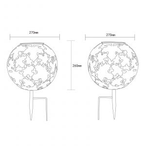 Globo Lampe solaire argentée Boule solaire Lampe d'extérieur Décoration de jardin Piquet de terre Lampe solaire, feuilles d'érable, blanc chaud, DxH 27 x