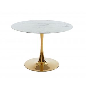 BAÏTA Table à Manger, Verre trempé, doré, L110cm
