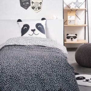 Today Parure De Lit - Housse De Couette 140x200 + 1 Taie D'oreiller 63x63 - 1 Personne - Funny2.8 - Blanc Et Noir