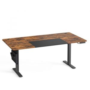 Songmics Bureau réglable en hauteur 180 x 80 cm port usb-c marron et noir
