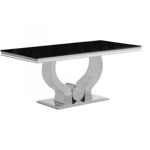 Table Repas TROFY 4 à 6 personnes verre noir 150x90x75cm