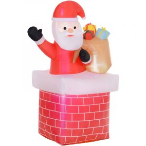Outsunny Décoration Noël gonflable H.195cm - Père Noël gonflable extérieur intérieur LED IP44