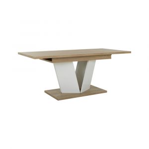 GAMI Table rectangle extensible effet bois chêne mat blanc 812 couverts