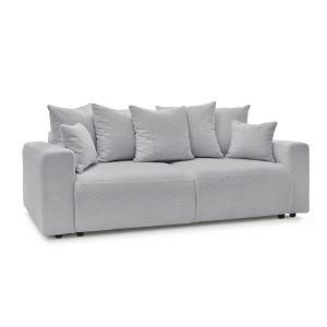 Bobochic Canapé Droit Convertible Coffre Envy Tissu Bouclette Doux Gris Clair