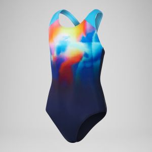 Speedo Maillot de bain Digital Placement Splashback pour fille Bleu Marine/Bleu