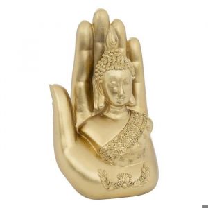 Image de Atmosphera Statuette bouddha Andy r&eacute;sine dor&eacute; H18cm cr&eacute;ateur d'int&eacute;rieur