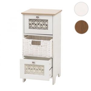 Mendler Commode HWC-O75, meuble &agrave; tiroirs, 3 tiroirs, tiroirs paniers, bois m&eacute;lamin&eacute; 63x30x30cmblanc naturel