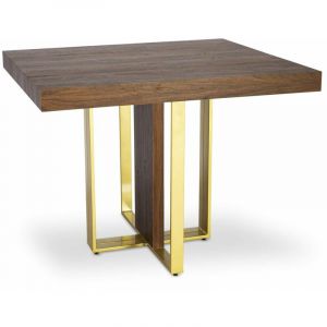 Image de Cotecosy MENZZO Table extensible Teresa Gold Bois noisette pieds Or