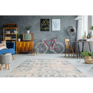 Arte Espina Paris Prix - Tapis Vintage à Poils Courts baroque Vi Bleu 200 X 290 Cm