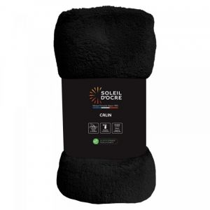 Soleil d'Ocre Couverture Flanelle 220x240 cm Calin Noir