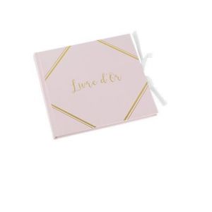 Image de Livre d'or rose poudr&eacute; et dor&eacute; 64 pages 21x20cm