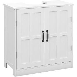 Kleankin - Meuble salle de bain - meuble sous-vasque - 2 portes avec étagère - 60x30x60cm - blanc
